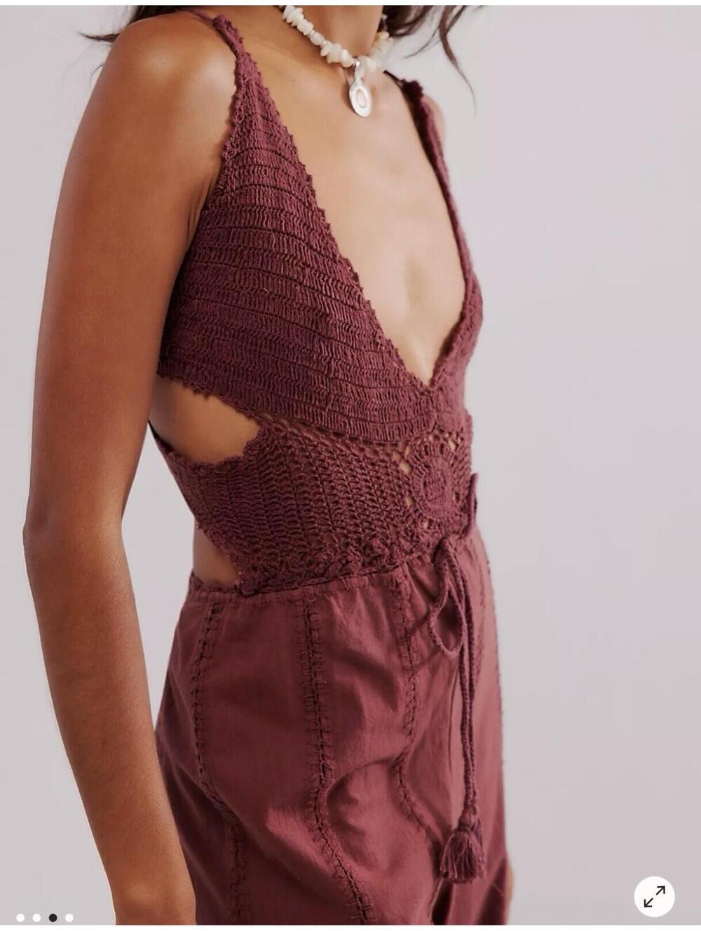 Freya Crochet One Piece Free People sold out Revolve New with tags Medium Brown - Picture 5 of 13